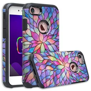 Apple iPhone 8 Case, Slim Hybrid Dual Layer Case for iPhone 8 - Rainbow Flower