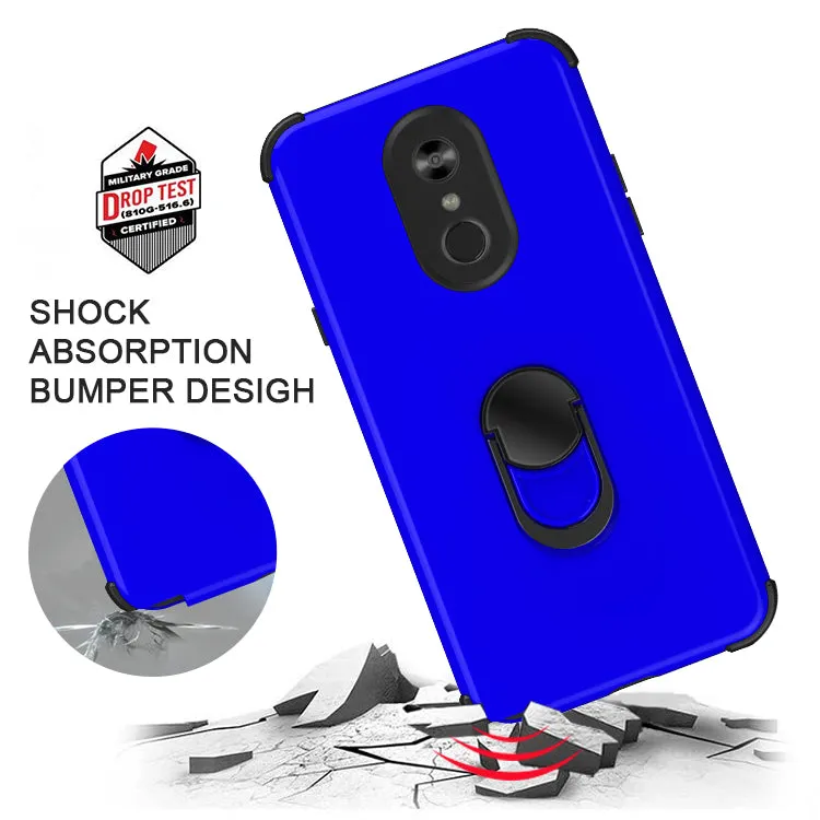 LG Stylo 4 Case, Stylo 4 Plus, Q Stylus Case,[Military Grade Drop Tested] Ring Kickstand Matte Case with Soft Edges, Shockproof and Anti-Drop Protection Case Compatible for LG Stylo 4 Case - Blue/Black