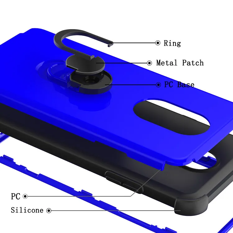 LG Stylo 4 Case, Stylo 4 Plus, Q Stylus Case,[Military Grade Drop Tested] Ring Kickstand Matte Case with Soft Edges, Shockproof and Anti-Drop Protection Case Compatible for LG Stylo 4 Case - Blue/Black