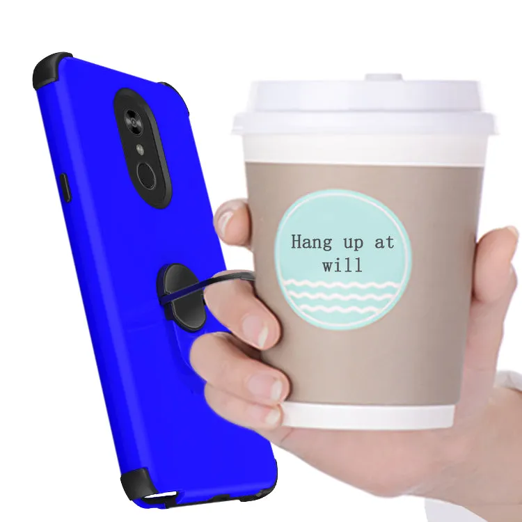 LG Stylo 4 Case, Stylo 4 Plus, Q Stylus Case,[Military Grade Drop Tested] Ring Kickstand Matte Case with Soft Edges, Shockproof and Anti-Drop Protection Case Compatible for LG Stylo 4 Case - Blue/Black