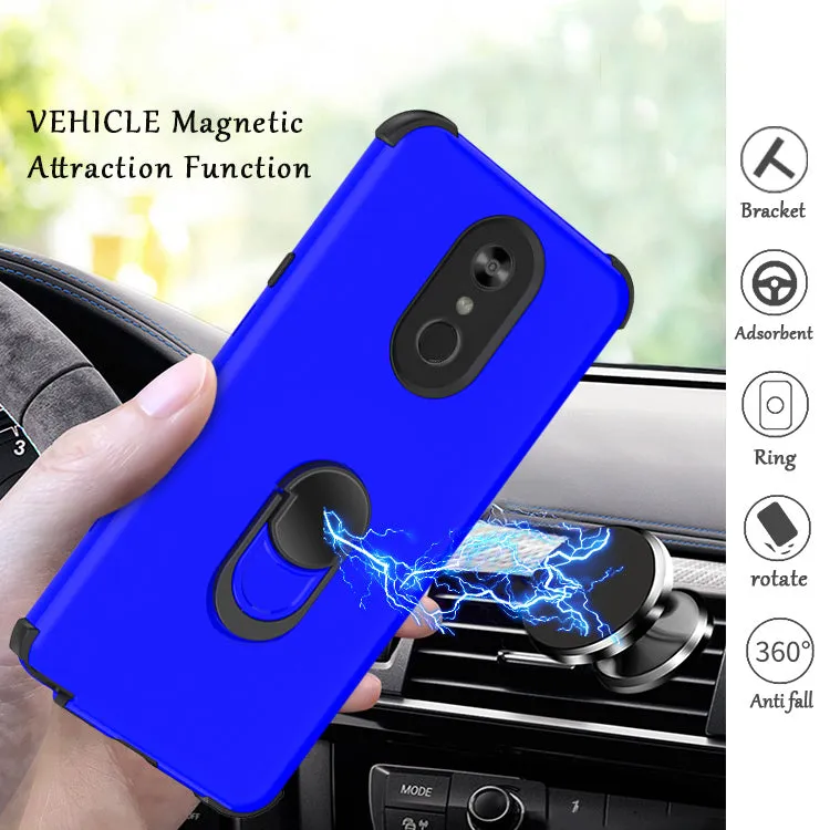 LG Stylo 4 Case, Stylo 4 Plus, Q Stylus Case,[Military Grade Drop Tested] Ring Kickstand Matte Case with Soft Edges, Shockproof and Anti-Drop Protection Case Compatible for LG Stylo 4 Case - Blue/Black