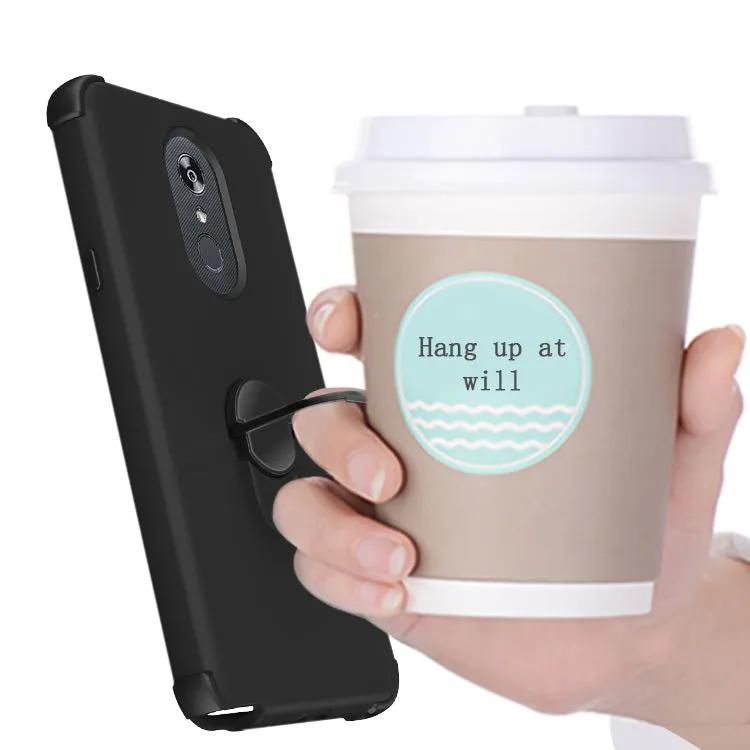LG Stylo 5 Case,[Military Grade Drop Tested] Ring Kickstand Matte Case with Soft Edges, Shockproof and Anti-Drop Protection Case Compatible for LG Stylo 5 Case - Black/Black
