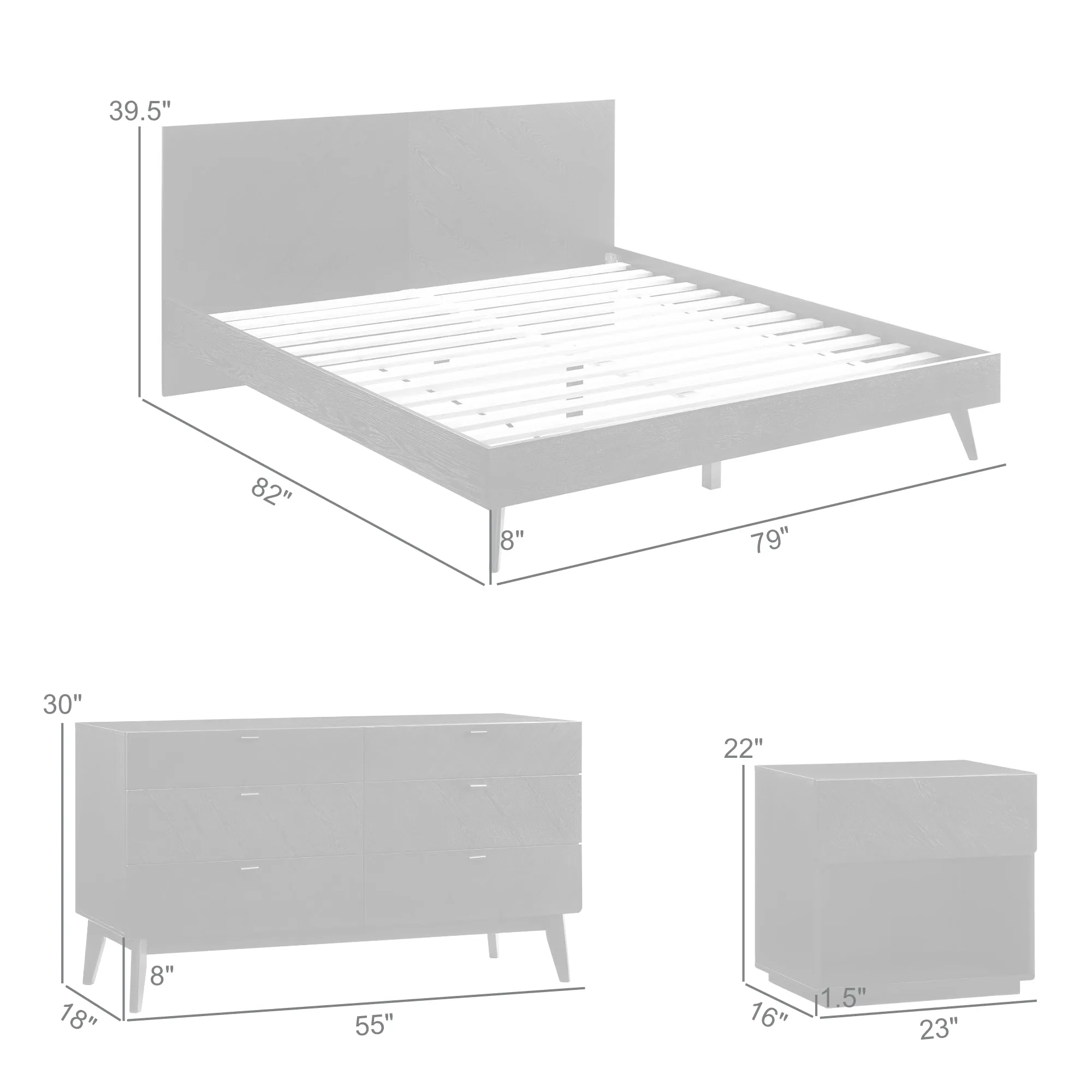 Petra 4 Piece Wood Bedroom Set
